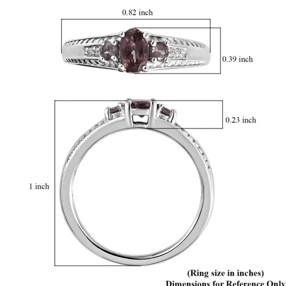 NWT Color Change Garnet & White Zircon Ring in .925 Sterling Silver - Picture 4 of 11